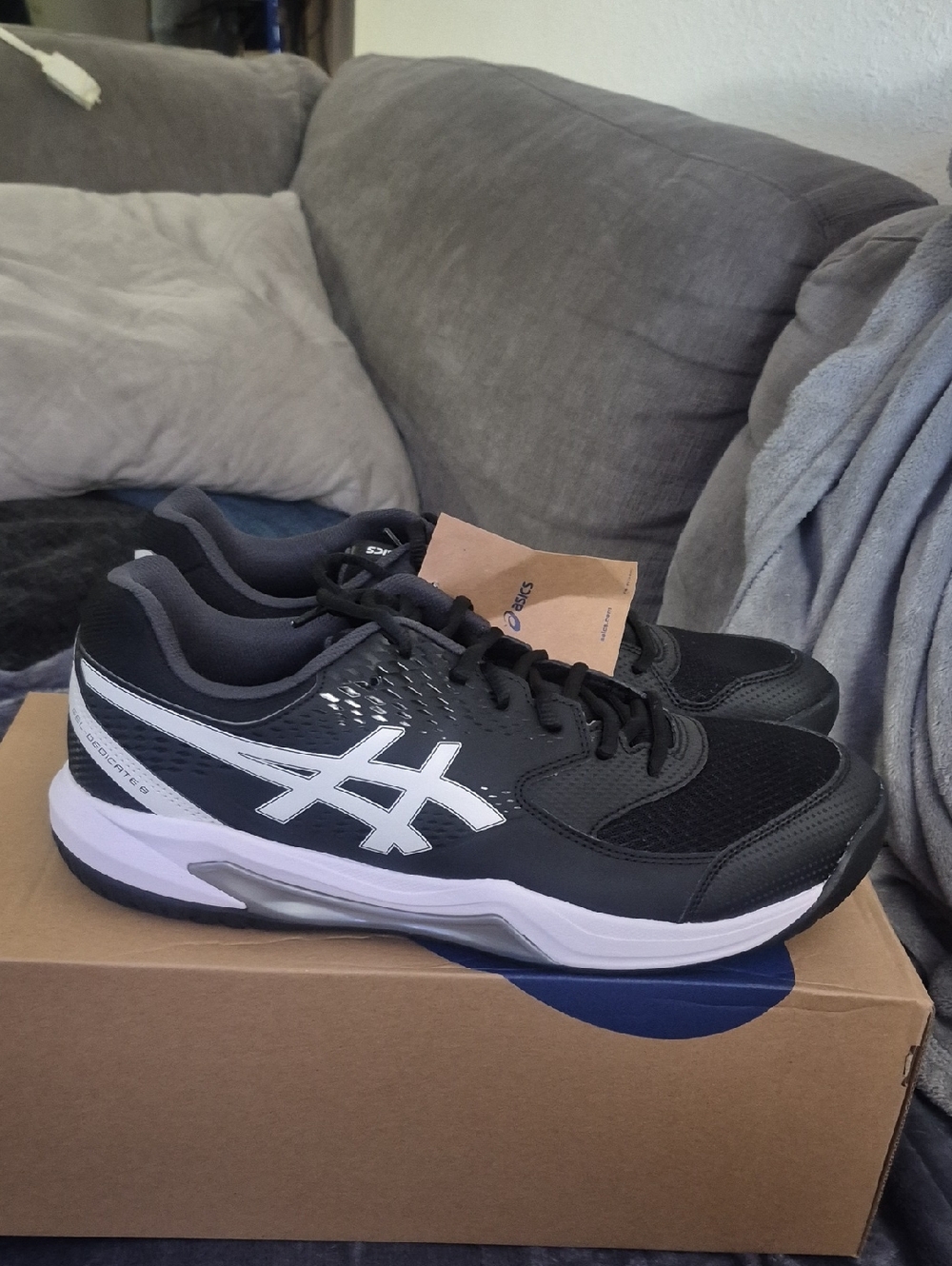 ASICS GEL-DEDICATE 8 Men’s Size 13 Black White Tennis Shoes NWT